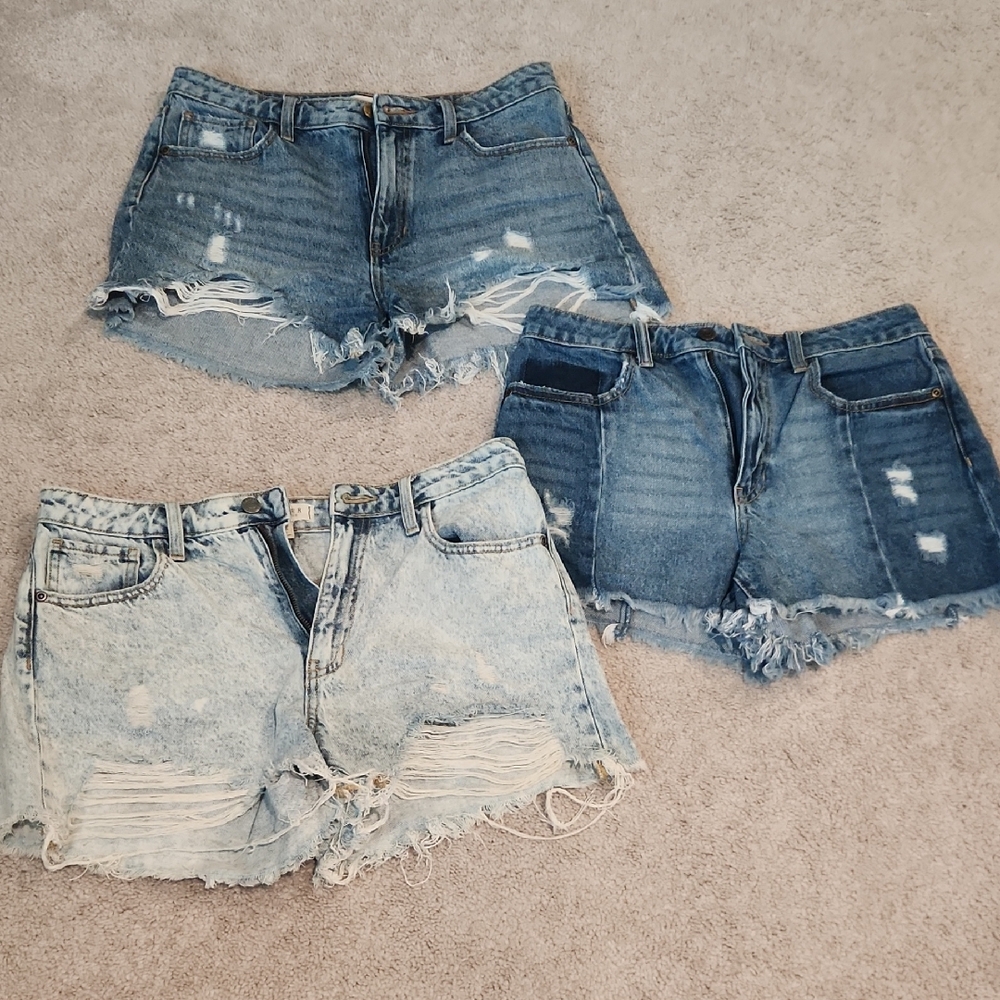 Harper Distressed Denim Women Shorts Lot - Blue and Light Blue